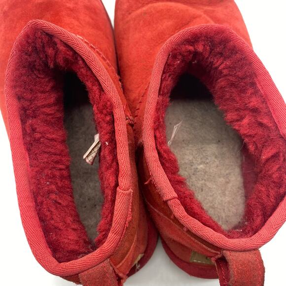 UGG Ultra Mini Red Classic Booties Leather Ankle Boots Winter Women's size 9 - Picture 10 of 11